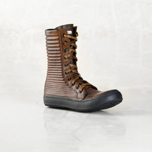 vegetable dyed brown leather boot