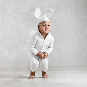 white hooded bunny romper for toddlers