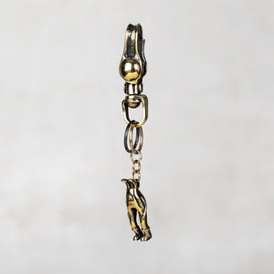 brass dangling rabbit keychain art