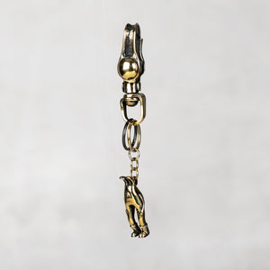 brass dangling rabbit keychain art