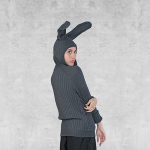 Adult Gray Bunny Hoodie with Ears