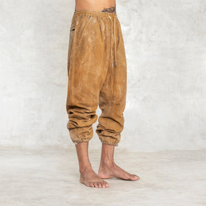 Camel Colored Linen Parachute Pants with Drawstring