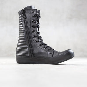 Vegetable dyed black leather boots