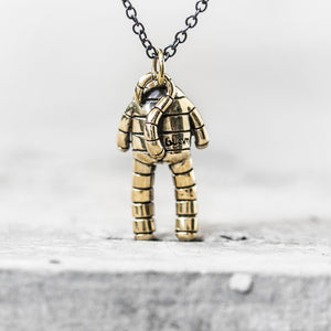 Striped Brass Monkey with Tail Charm Pendant and Chain Necklace