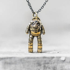 BLAMO Bandit Brass Striped Monkey Pendant Charm with Brass Chain