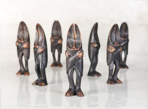 hand carved wooden bat mini sculptures