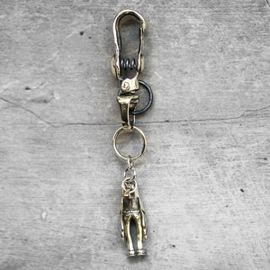 Brass Keychain charm pendant with Spring Clip