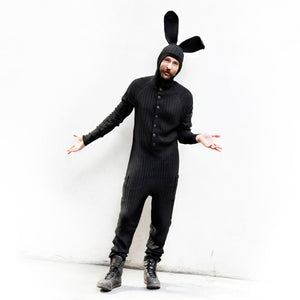 Unisex Black Bunny Onesie Jumpsuit