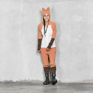 Unisex Cotton Knit Orange Fox Onesie