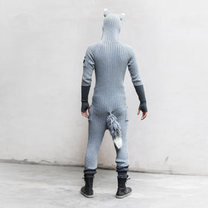 Adult Gray Fox Onesie with Tail