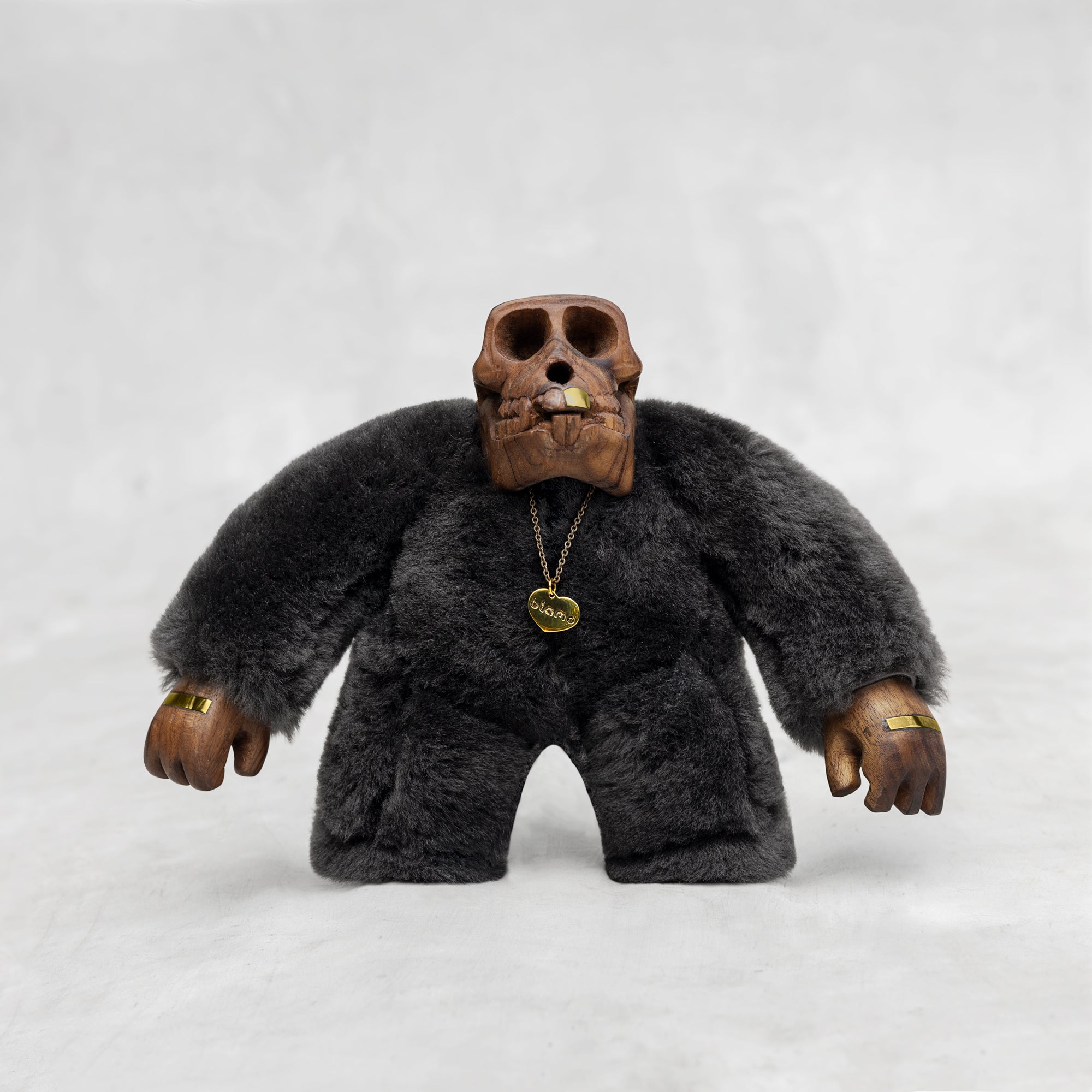Fur and Wood Ape Toy Art