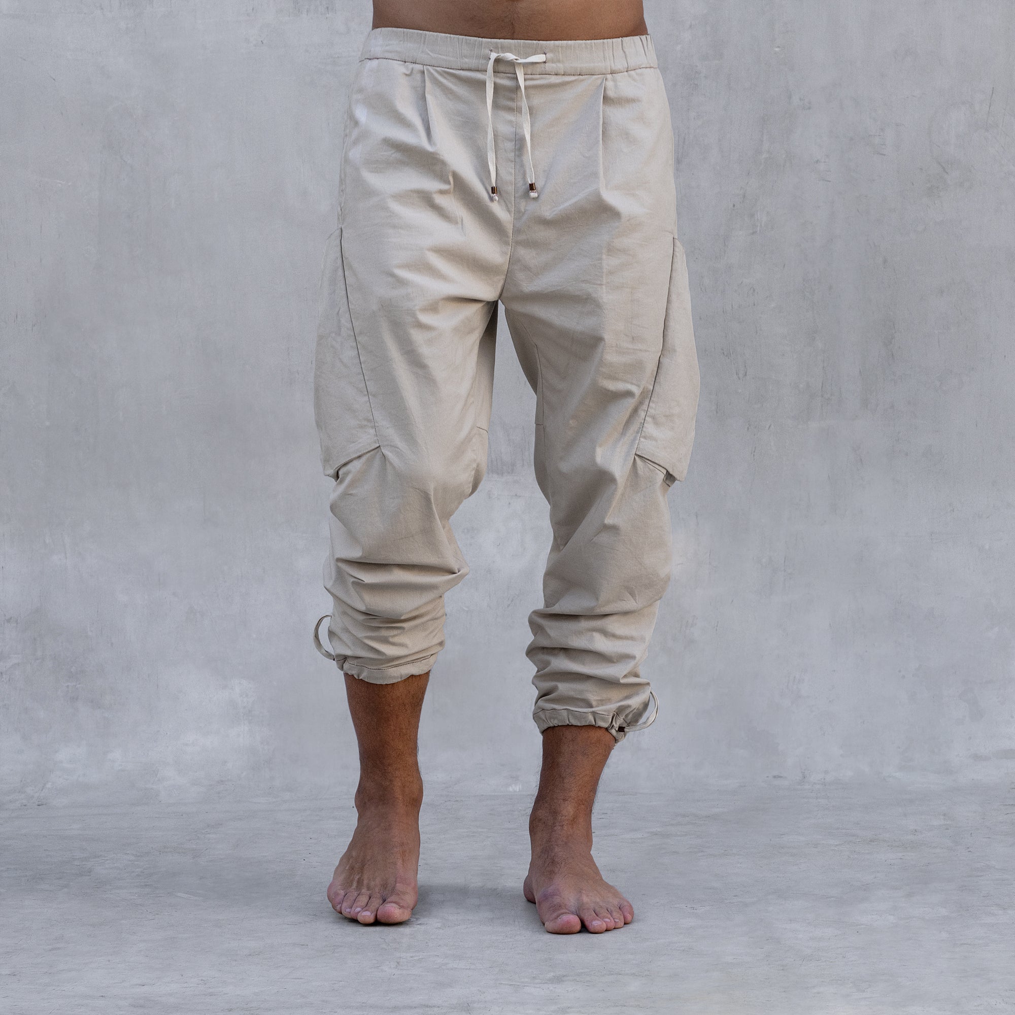 A front view of a cargo style BLAMO pant from the waist down 