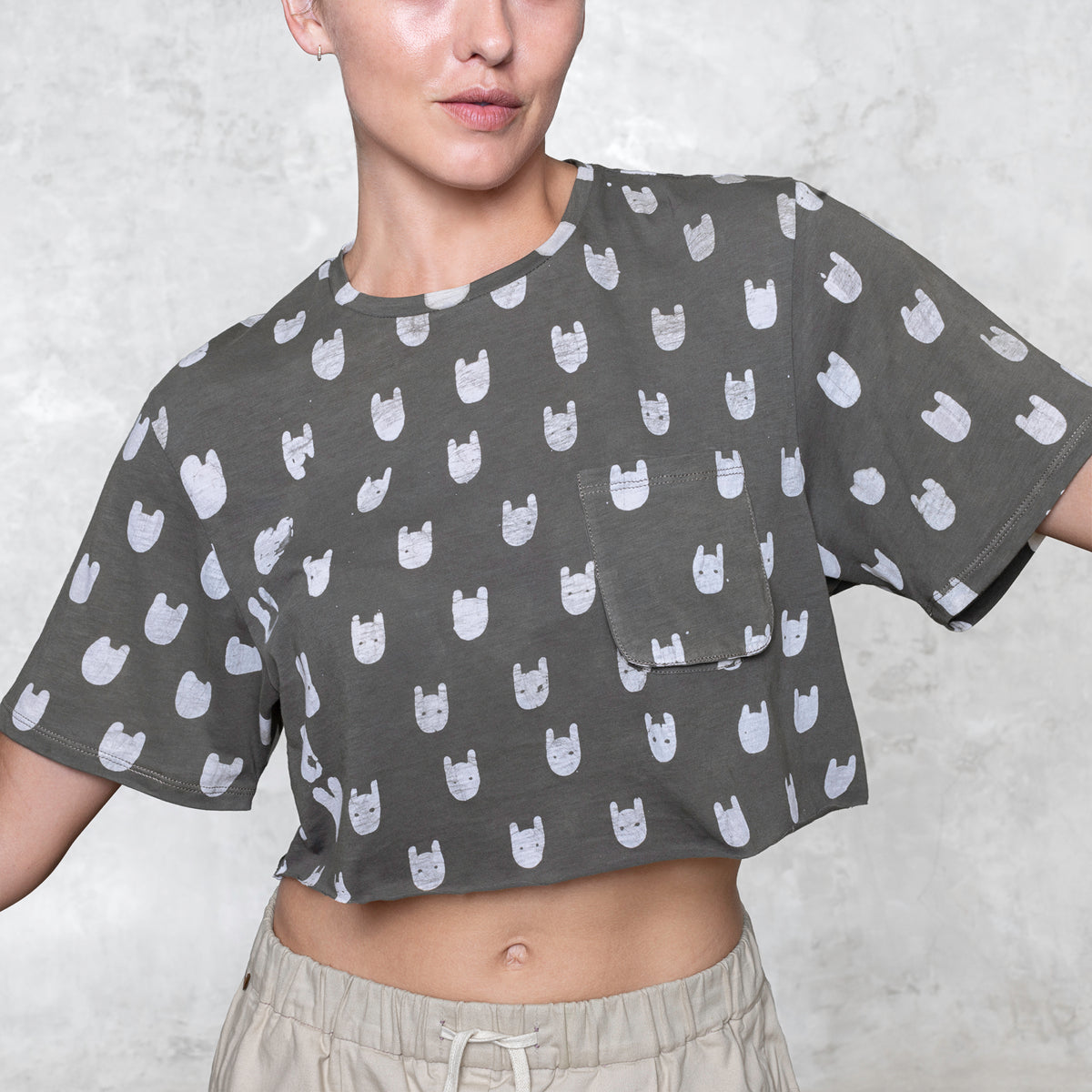 Crop Batik Socky Tee - Coffee