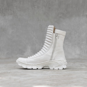 White ridged high top with inner zipper