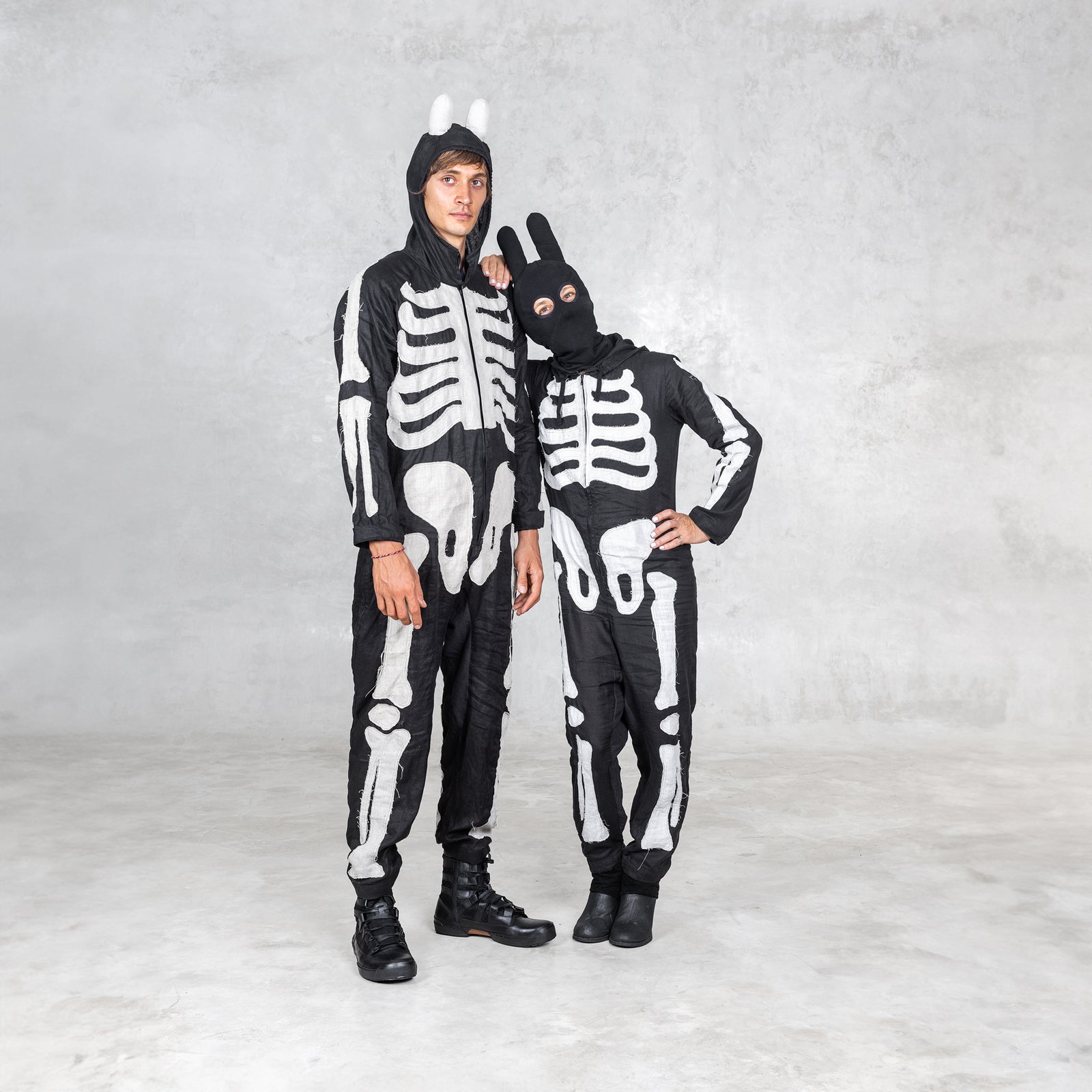Linen Skeleton Onesie - Black