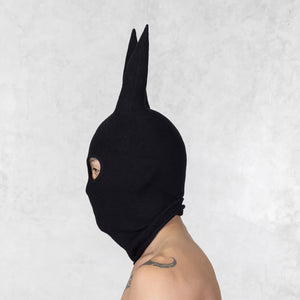 Blamo Spire Balaclava Black mask worn by a person on a white background