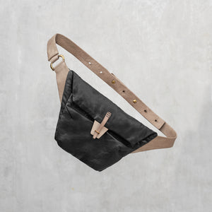 Leather X Body Belt Bag - Black