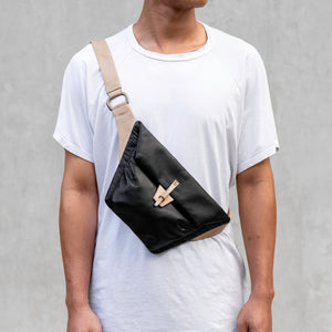 Leather X Body Belt Bag - Black