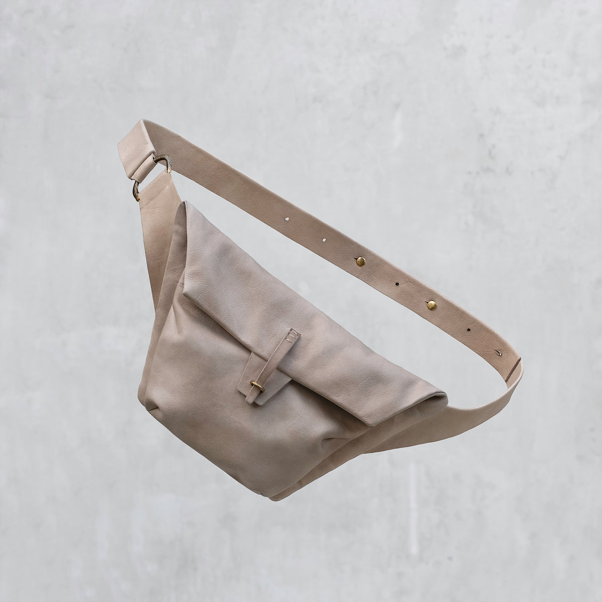 Leather X Body Belt Bag - Sand