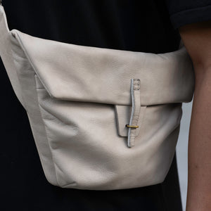 details of Cream leather cross body bag by BLAMO