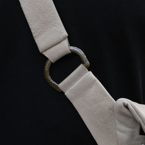 D- ring detail of Cream leather cross body bag by BLAMO