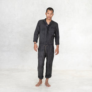 black unisex adult linen jumpsuit