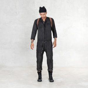 black linen drop crotched adult jumpsuit