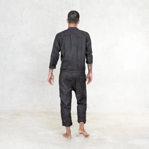 black linen drop crotch adult jumpsuit