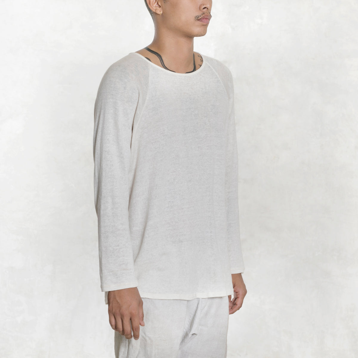 raglan long sleeve white linen tee
