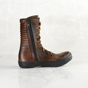 sustainable brown leather high top boot