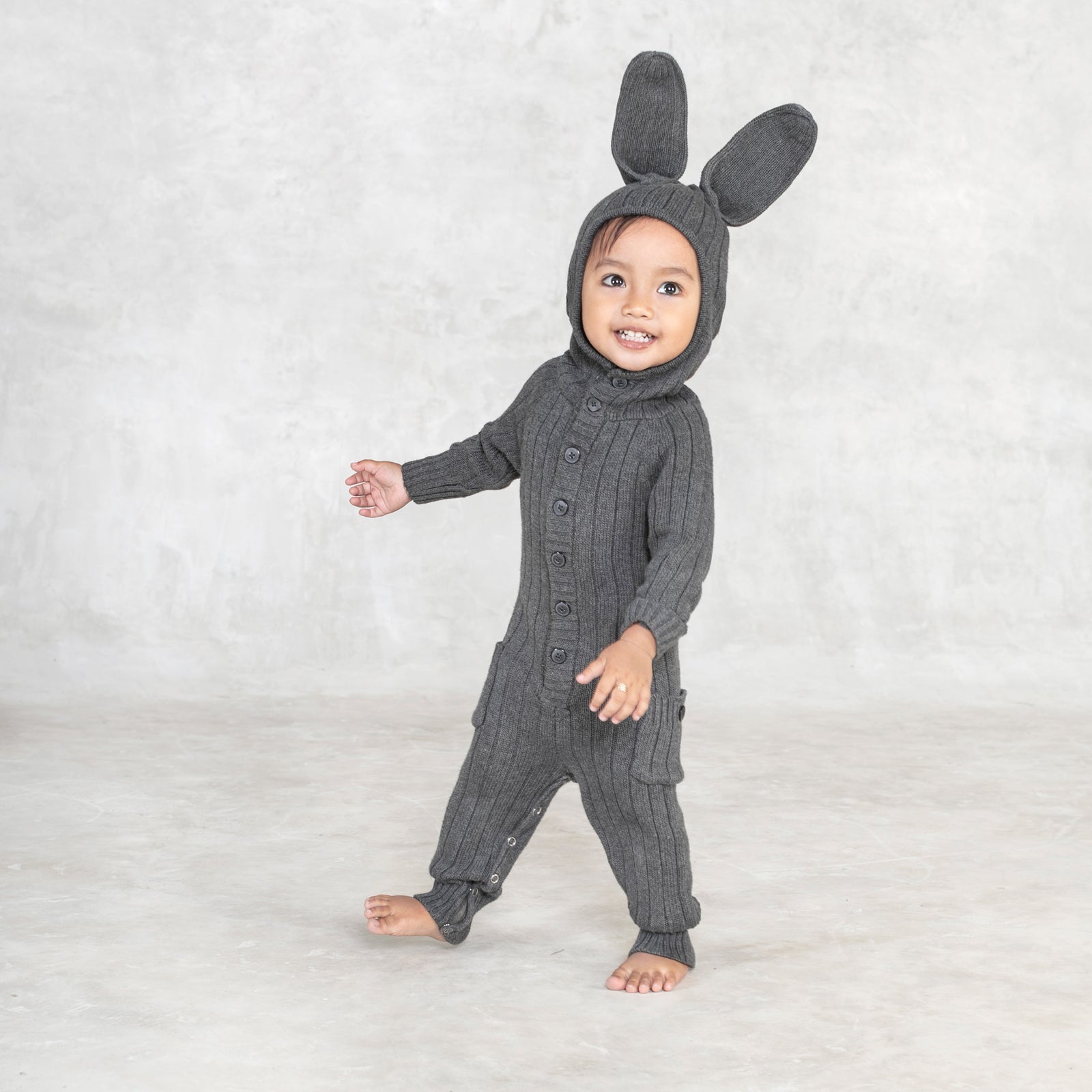 baby grey bunny onesie