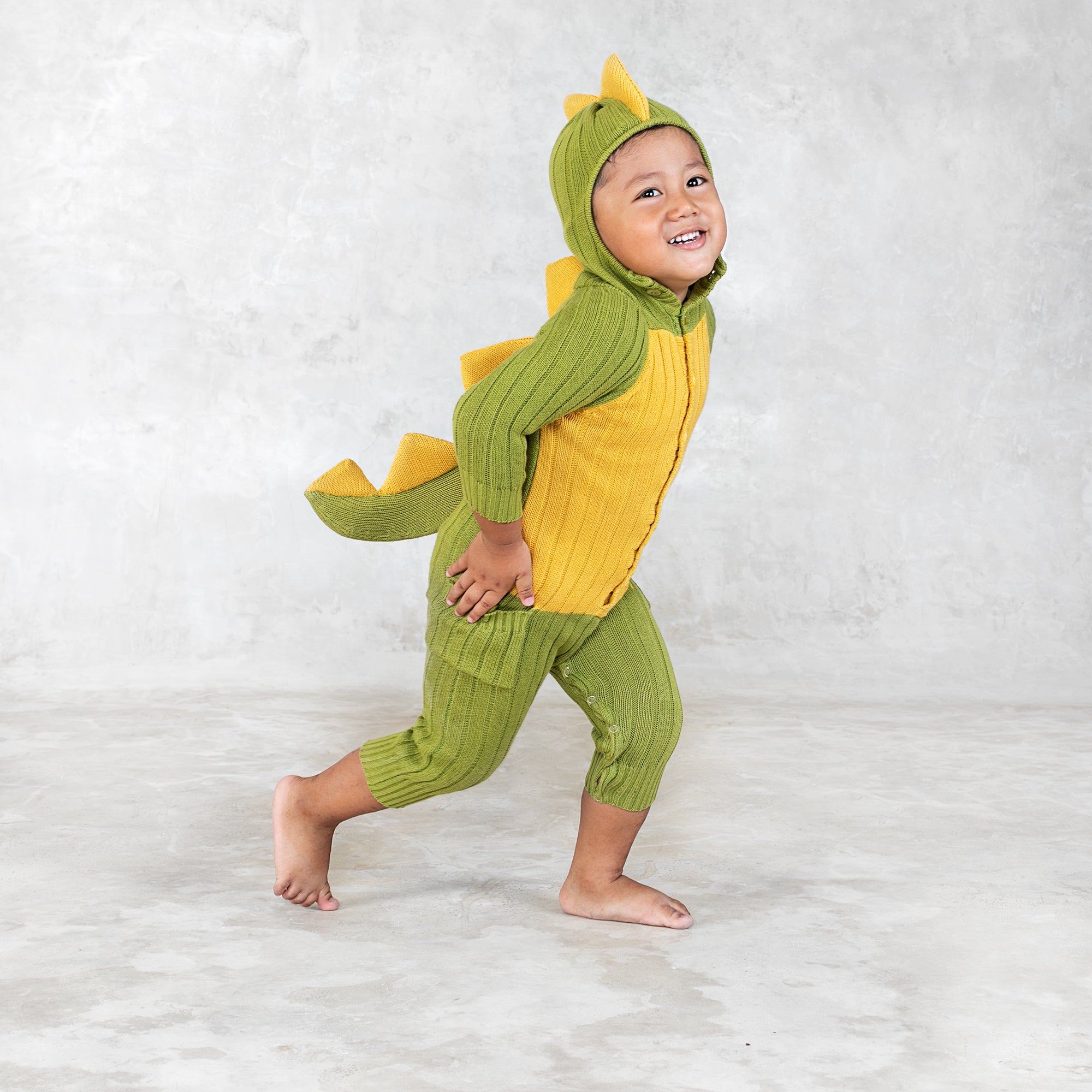hooded baby dinosaur suit