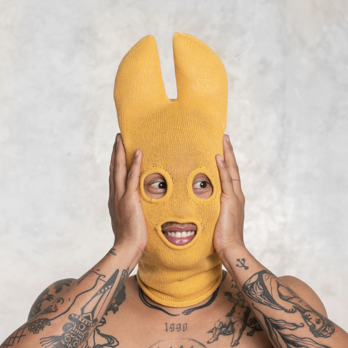 Yellow Had Knit Ski Mask Balaclava