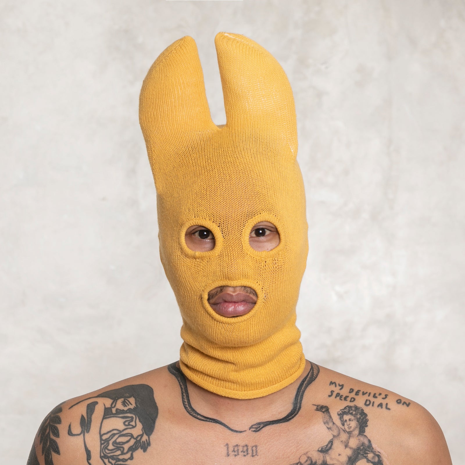 Yellow Bat Knit Balaclava Costume