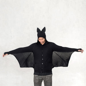 unisex bat hoodie with wings and ears