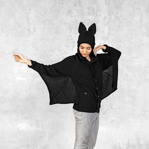 winged adult black bat hoodie