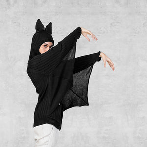 hooded bat sweater with wings