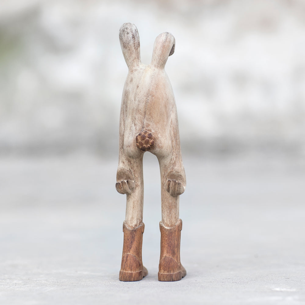 Bleached Hand Carved Wood Sculpture