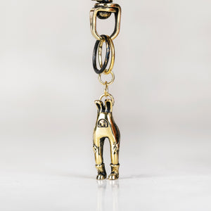 brass keychain with rabbit charm