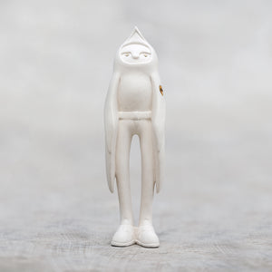 Ceramic Miniature Sculpture with Brass Eyes