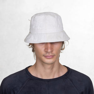 Hand Painted Hand Waxed White Bucket Hat