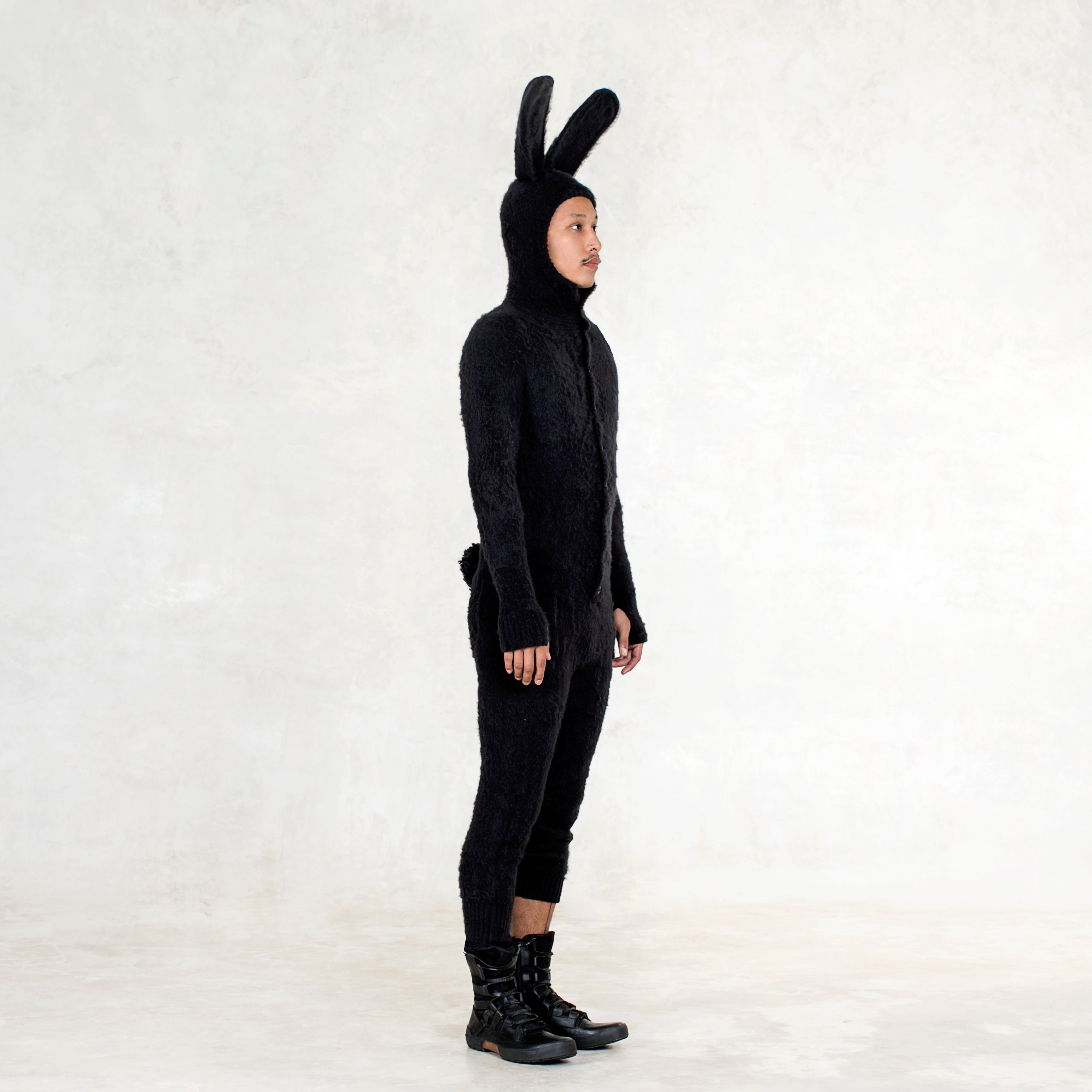 Fuzzy Bunny Onesie - Black - blamo.store