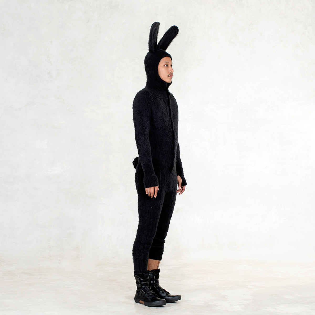 Fuzzy Bunny Onesie Black blamo.store