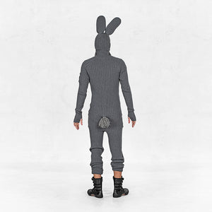 Adult Gray Bunny Jumpsuit with Tail