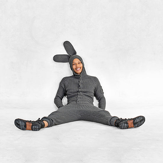 Gray Bunny Adult Lounge Onesie