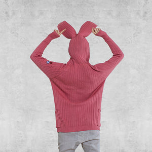 Hooded mens pink bunny sweater 