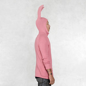 adult pink bunny sweater with ears