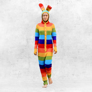 Adult Hooded Rainbow Bunny Onesie