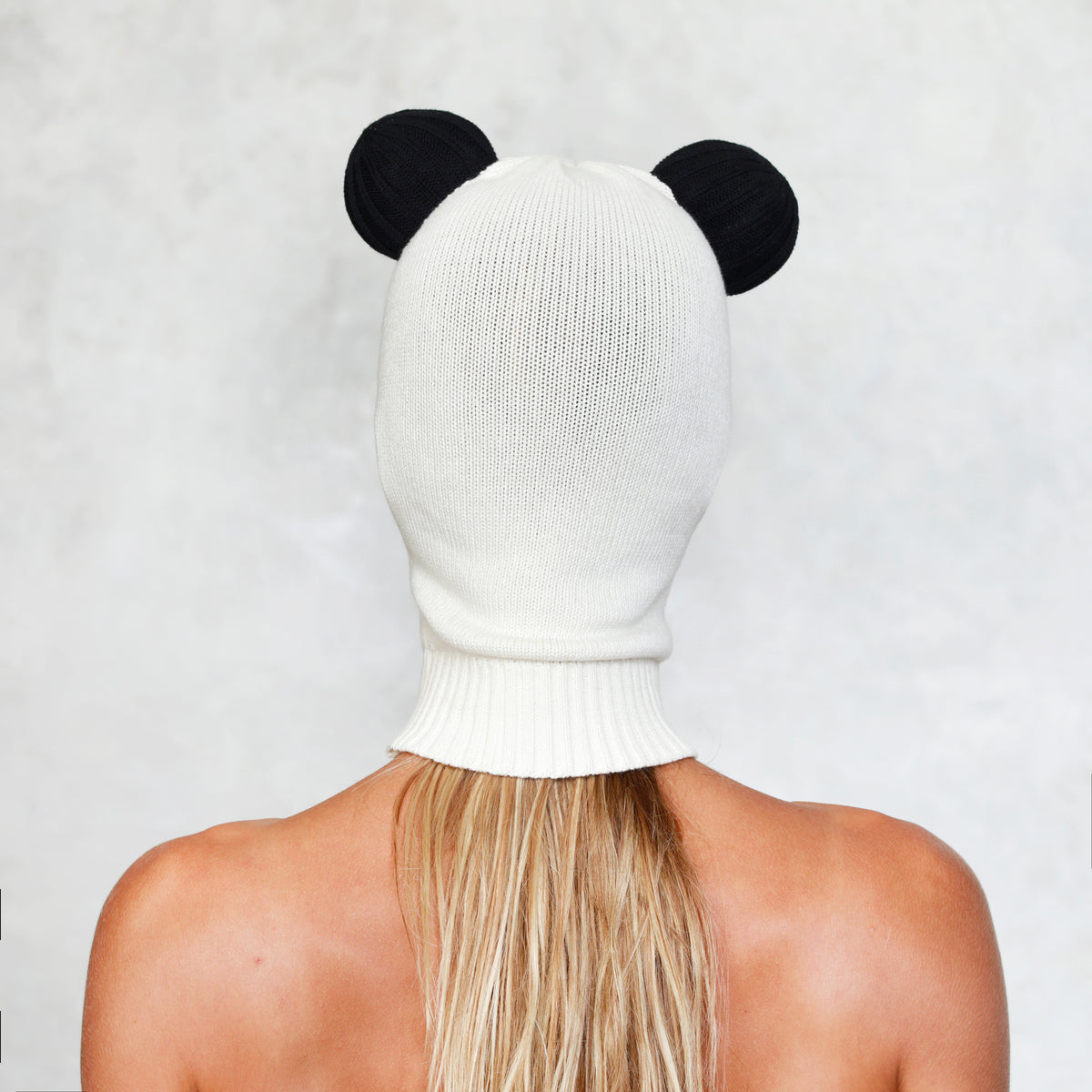 Hand Knitted Panda Balaclava with Ears