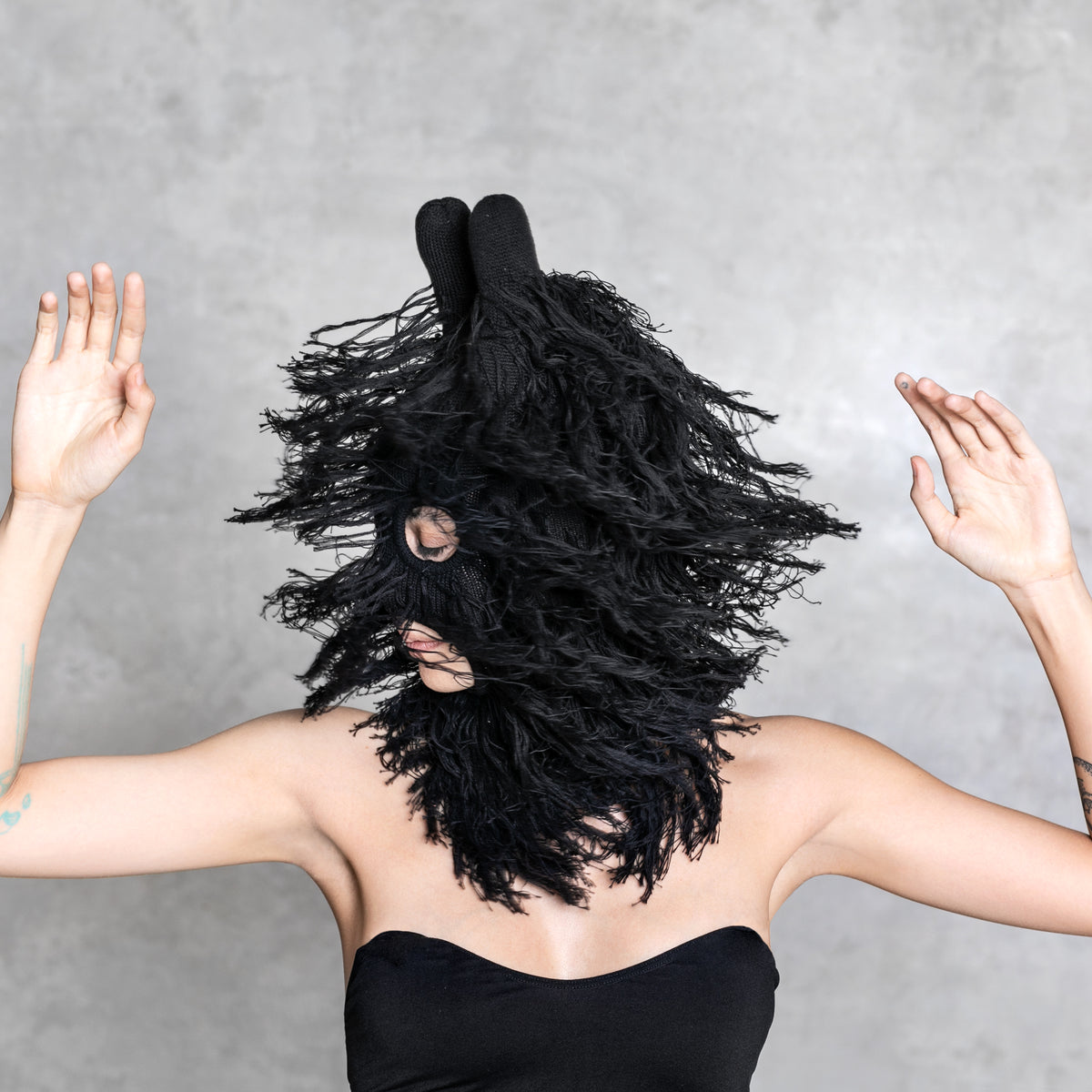 Hand Knit Black Cotton Art Mask